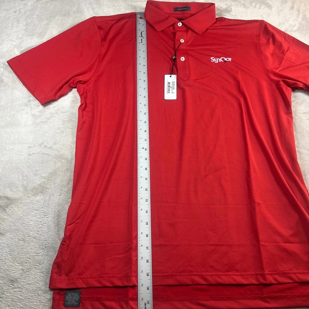 NWT Turtleson Men's Lg Palmer Solid Performance Polo Red Company Logo MS18K12